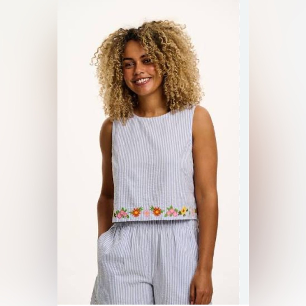 Lucy & Yak Arden Cotton Seersucker Top